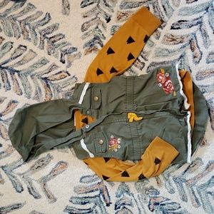 Toddler Long sleeve/vest combo | Green & Burnt Orange | Size 24m